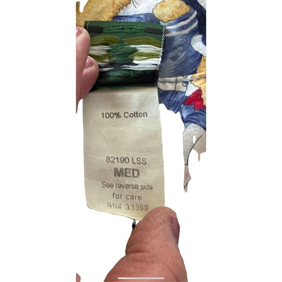 Cottonality Womens Multicolor Teddy Bears Print V-Neck Short Sleeve Scrub Medium - Picture 3 of 12